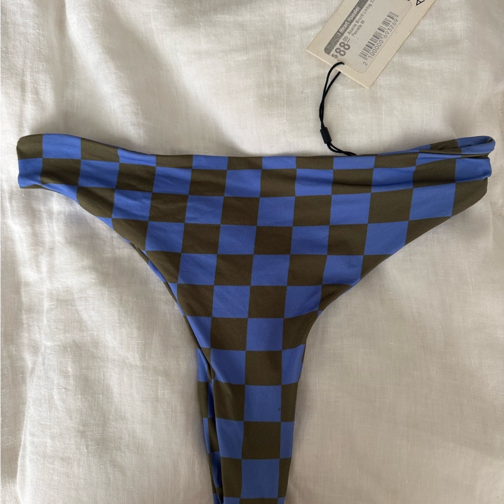 Blue and Olive Checker Bikini Bottom - Women Swim